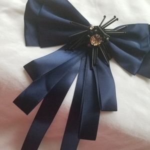 Navy Blue Bowknot Brooch